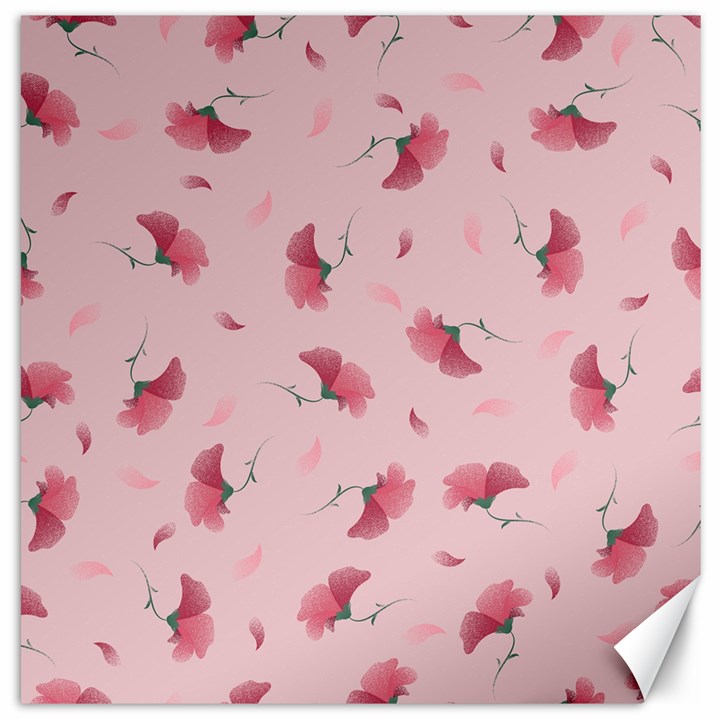 Flowers Pattern Pink Background Canvas 12  x 12 