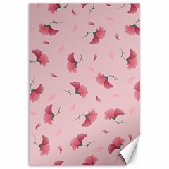 Flowers Pattern Pink Background Canvas 12  x 18 