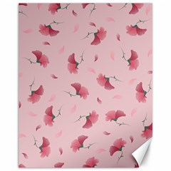 Flowers Pattern Pink Background Canvas 11  X 14 