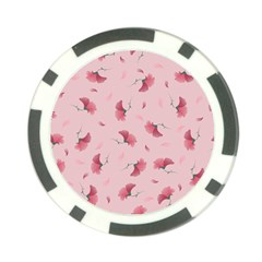 Flowers Pattern Pink Background Poker Chip Card Guard