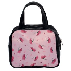 Flowers Pattern Pink Background Classic Handbag (Two Sides)