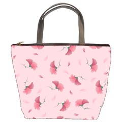 Flowers Pattern Pink Background Bucket Bag