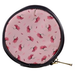 Flowers Pattern Pink Background Mini Makeup Bag