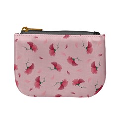 Flowers Pattern Pink Background Mini Coin Purse