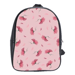 Flowers Pattern Pink Background School Bag (Large)