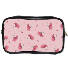 Flowers Pattern Pink Background Toiletries Bag (Two Sides)