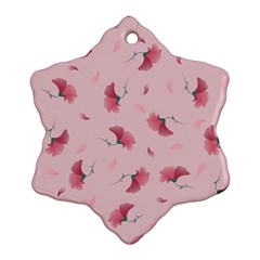 Flowers Pattern Pink Background Snowflake Ornament (Two Sides)