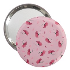 Flowers Pattern Pink Background 3  Handbag Mirrors