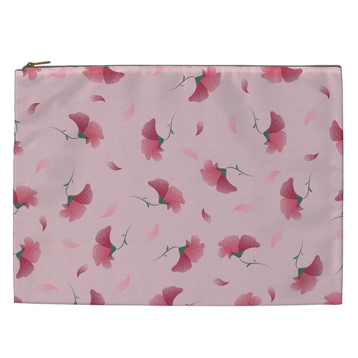 Flowers Pattern Pink Background Cosmetic Bag (XXL)