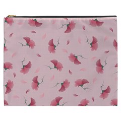 Flowers Pattern Pink Background Cosmetic Bag (XXXL)