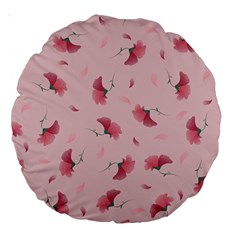 Flowers Pattern Pink Background Large 18  Premium Round Cushions