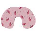 Flowers Pattern Pink Background Travel Neck Pillow Front