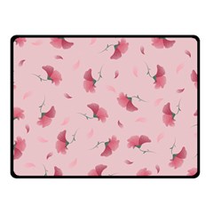 Flowers Pattern Pink Background Double Sided Fleece Blanket (Small) 