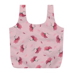 Flowers Pattern Pink Background Full Print Recycle Bag (L)