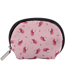 Flowers Pattern Pink Background Accessory Pouch (Small)