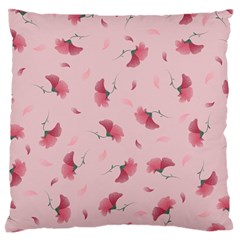 Flowers Pattern Pink Background Large Flano Cushion Case (One Side)