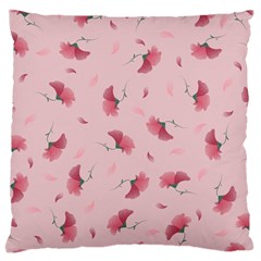 Flowers Pattern Pink Background Large Flano Cushion Case (Two Sides)