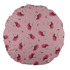Flowers Pattern Pink Background Large 18  Premium Flano Round Cushions