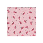 Flowers Pattern Pink Background Satin Bandana Scarf 22  x 22  Front