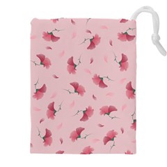 Flowers Pattern Pink Background Drawstring Pouch (5XL)