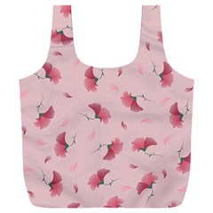 Flowers Pattern Pink Background Full Print Recycle Bag (xxl)