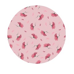 Flowers Pattern Pink Background Mini Round Pill Box (Pack of 5)