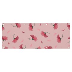 Flowers Pattern Pink Background Banner and Sign 8  x 3 