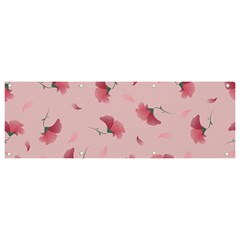 Flowers Pattern Pink Background Banner and Sign 9  x 3 