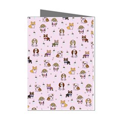 Puppies Dog Pattern Drawing Mini Greeting Cards (pkg Of 8) by Wegoenart