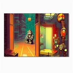 Illustration Robot Cute Sweet Futuristic Postcards 5  X 7  (pkg Of 10) by Wegoenart