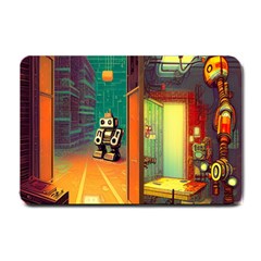 Illustration Robot Cute Sweet Futuristic Small Doormat by Wegoenart