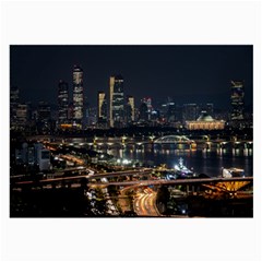 Seoul Building City Night View Large Glasses Cloth (2 Sides) by Wegoenart