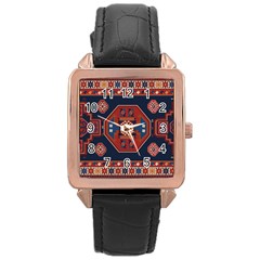 Armenian Carpet Rose Gold Leather Watch  by Gohar