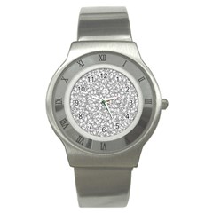 Bacterias Drawing Black And White Pattern Stainless Steel Watch by dflcprintsclothing