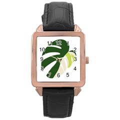 Monstera Rose Gold Leather Watch  by ConteMonfrey