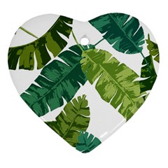 Banana Leaves Tropical Heart Ornament (two Sides)