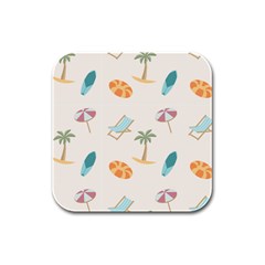 Cool Summer Pattern - Beach Time!   Rubber Square Coaster (4 Pack) by ConteMonfrey