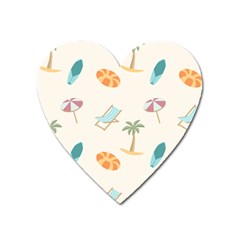 Cool Summer Pattern - Beach Time!   Heart Magnet by ConteMonfrey