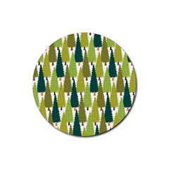 Pine Trees   Rubber Coaster (round) by ConteMonfrey