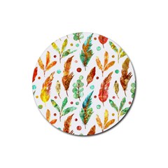 Watercolor Nature Glimpse  Rubber Round Coaster (4 Pack)