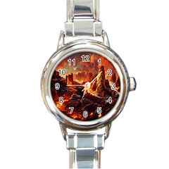 Vulcanic Landscape Vulcano Nature Round Italian Charm Watch by Wegoenart