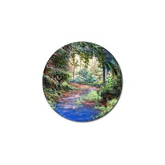 Abstract Forest Green Jungle Psychedelic Art Nature Golf Ball Marker by Wegoenart