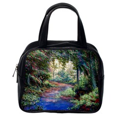 Abstract Forest Green Jungle Psychedelic Art Nature Classic Handbag (one Side) by Wegoenart