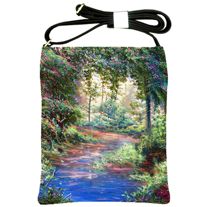 Abstract Forest Green Jungle Psychedelic Art Nature Shoulder Sling Bag