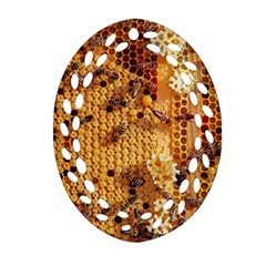 Insect Macro Honey Bee Animal Oval Filigree Ornament (Two Sides)