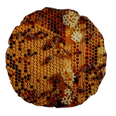 Insect Macro Honey Bee Animal Large 18  Premium Round Cushions