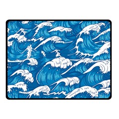 Storm Waves Seamless Pattern Raging Ocean Water Sea Wave Vintage Japanese Storms Print Illustration Double Sided Fleece Blanket (small) 