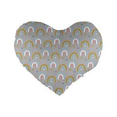 Rainbow Pattern Standard 16  Premium Flano Heart Shape Cushions by ConteMonfrey