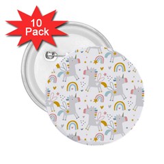 Unicorns Rainbow 2 25  Buttons (10 Pack) 