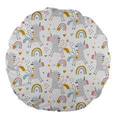 Unicorns Rainbow Large 18  Premium Round Cushions by ConteMonfrey